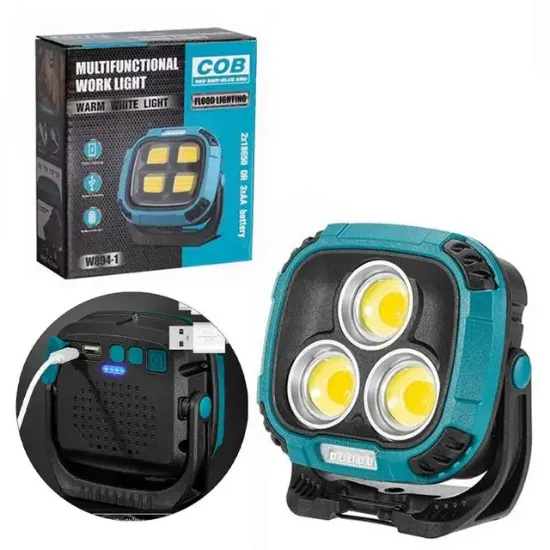 PowerMaster MX-W891 4000K - 7000K - Kırmızı 3 COB Ledli 30 Watt Çok Fonksiyonlu Çalışma Lambası (PowerBank) resmi