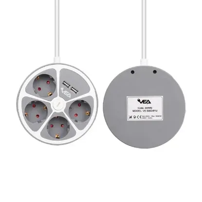 Vea VE-G604YU 4'lü 2 USB’li Anahtarlı 1.5 Metre Grup Priz resmi