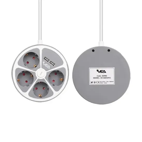 Vea VE-G604YU 4'lü 2 USB’li Anahtarlı 1.5 Metre Grup Priz resmi
