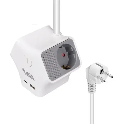 Vea VE-G903YC 3'lü USB+ Type-C Girişli Anahtarlı 1.5 Metre Grup Priz resmi
