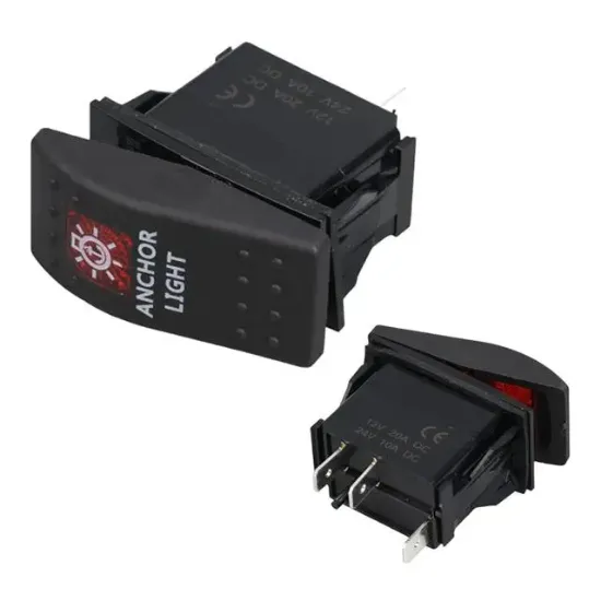 PowerMaster ﻿﻿Deniz Feneri Sembollü Işıklı 3 Pinli On-Off 12-24V Marin Switch resmi