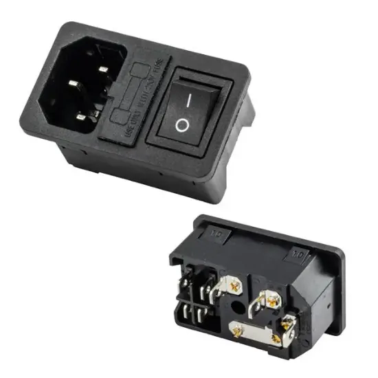 PowerMaster IC-214A-S C14 Power Soket Erkek Anahtarlı+Fuseli Kulaksız UL Sertifikalı resmi