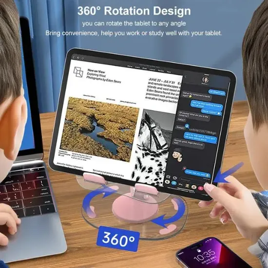 PowerMaster PM-24571 Q16 360 Derece Hareketli Şeffaf Ipad Tablet Ve Telefon Tutucu Stand resmi