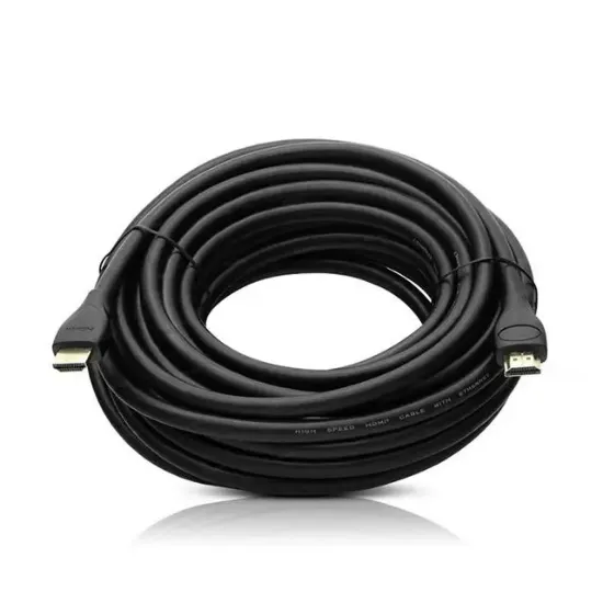 Fully G-507DS Plastik Düz Siyah 10 Metre Gold Poşetli Hdmi Kablo resmi