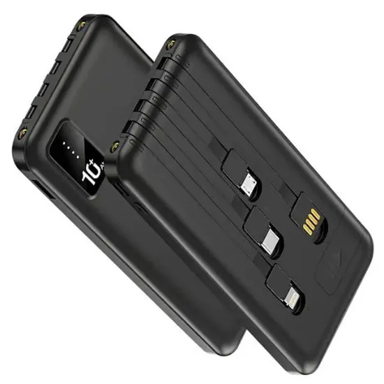 Powerway TX109 10.000mAh Kablolu Dijital Göstergeli Fenerli Powerbank Dahili Telefon Stand (MİCRO - TYPE C - LİGHTNİNG) resmi