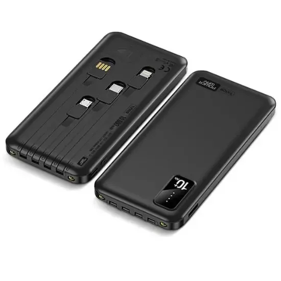 Powerway TX109 10.000mAh Kablolu Dijital Göstergeli Fenerli Powerbank Dahili Telefon Stand (MİCRO - TYPE C - LİGHTNİNG) resmi