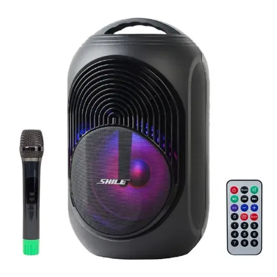 Shile SL-2018A El Mikrofonlu-Kumandalı USB/SD/BT Işıklı Taşınabilir Şarjlı Seyyar Anfi resmi