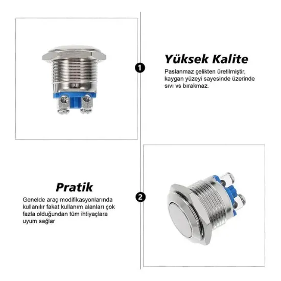 PowerMaster IC-182 D98 Metal 19Mm Düz Buton PBS28B-2 resmi