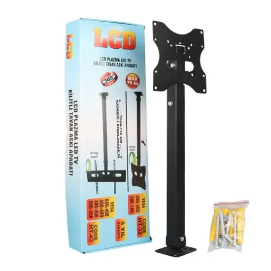 PowerMaster PM-32 Led/Lcd/Plazma 70-90-110 CM Dar Ağız 45 Derece Açılı Tavan TV Askı Aparatı resmi