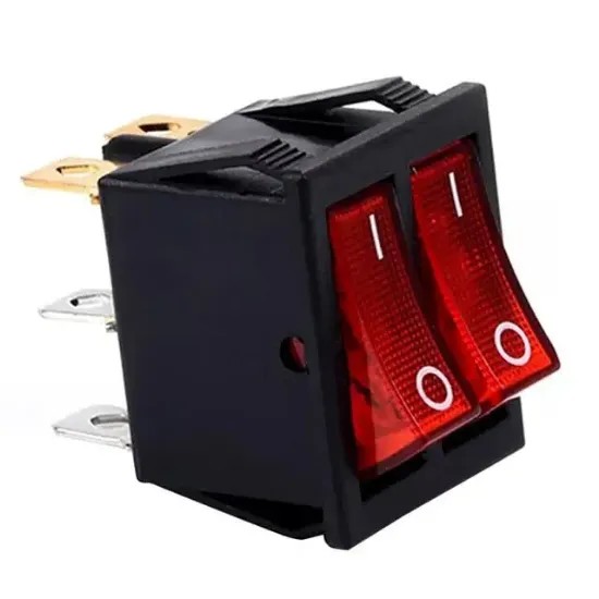 İkili Soba Anahtarı Işıklı Kırmızı resmi