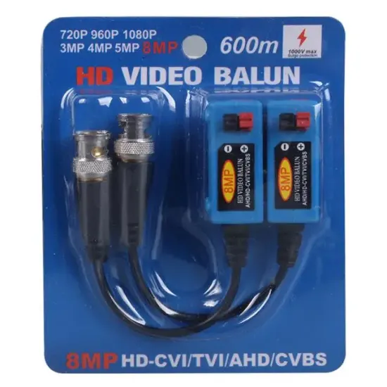 Powermaster PM-3893 8MP MAX 600 Metre HD-TVI/CVI/AHD/CVBS HD Video Balun resmi