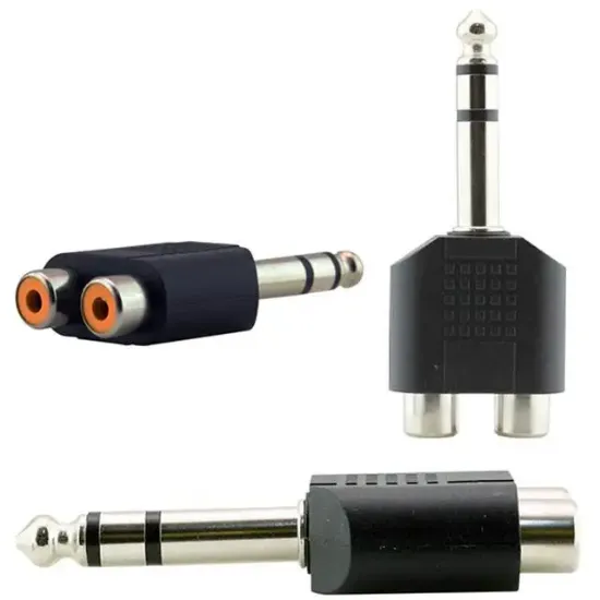 6.3 Mm Stereo Erkek - 2 Rca Dişi Çevirici Jack resmi