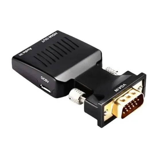 PowerMaster PM-4276 VGA TO HDMI Görüntü Ses Çevirici Audio Girişli Adaptör 1080HD 5V1A Mini USB Güç Girişli resmi