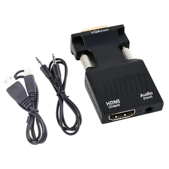 PowerMaster PM-4276 VGA TO HDMI Görüntü Ses Çevirici Audio Girişli Adaptör 1080HD 5V1A Mini USB Güç Girişli resmi