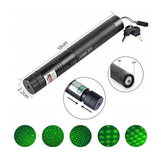 PowerMaster OM-120118650 Pilli Şarjlı Anahtar Emniyetli Yeşil Lazer Pointer (50 KM) resmi