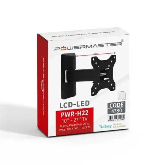 Powermaster PWR-H22 10''-27'' Tek Kollu Kilitli Hareketli TV Duvar Askı Aparatı resmi