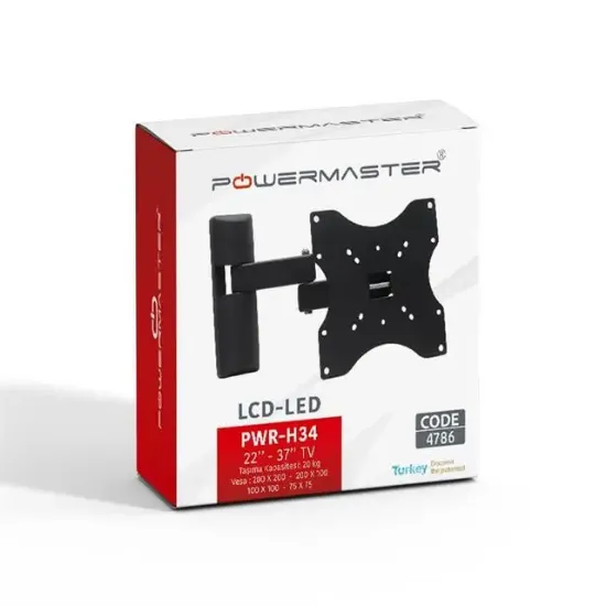Powermaster 22''-37'' Çift Kollu Kilitli Hareketli Duvar Askı Aparatı PWR-H34 resmi