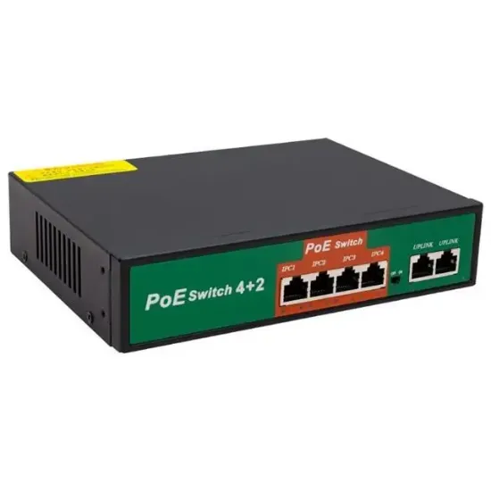 Powermaster POE4+2 72W 10/100 MBPS Poe Ethernet Switch resmi