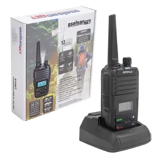 Aselsan A446T 16 Kanal 12 Km Menzil Ekranlı Tekli Set El Telsizi resmi