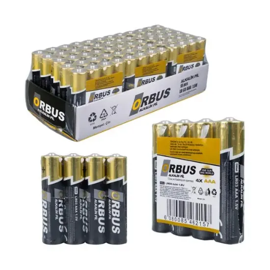 Orbus ORB-LR03-4B 1.5V AAA 60 Adet Alkalin İnce Kalem Pil resmi