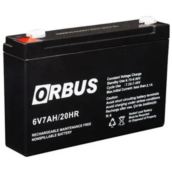 Orbus  6 Volt 7 Amper Kuru Akü (150 * 30 * 94 Mm) resmi