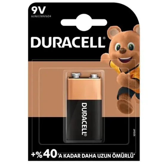 Duracell Alkalin 9 Volt Pil 6LR61/MN1604 resmi