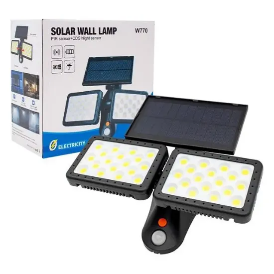 Powermaster Sensörlü 36 Cob Ledli Solar Aydınlatmalı Duvar Lambası W770B resmi