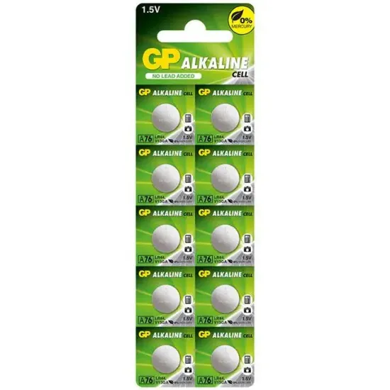 GP A76 LR44 Alkalin AG-13 PİL (A76F-2C10) 10'lu Paket resmi