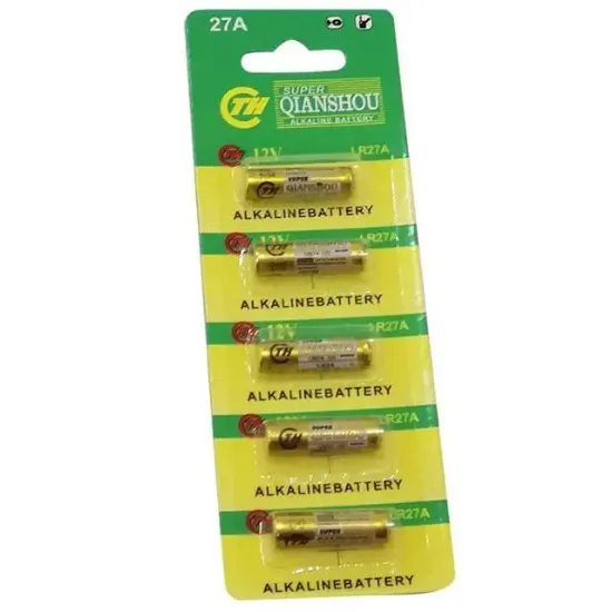 Powermaster Qianshou LR27A 12 Volt İnce 27A Alarm Pili (5\'li Paket) resmi
