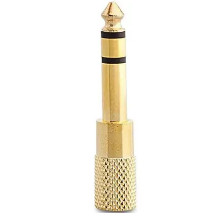 6.3 Mm Stereo Erkek-3.5 Mm Stereo Dişi Sarı Metal Gold Jack Fiş Çevirici resmi