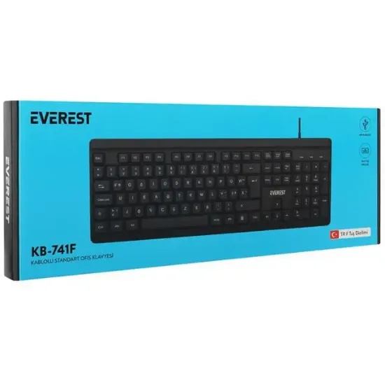 Everest KB-741F Siyah/Gri 2 Mt. Bakır Kablolu Multimedia Usb Türkçe F Klavye                   resmi