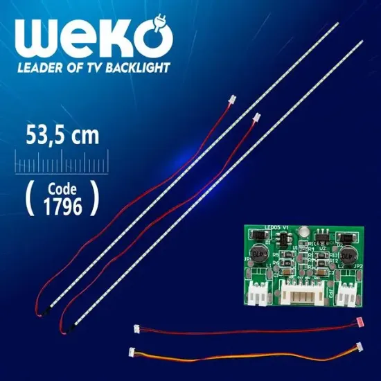 24'' Universal Monitör E-Led (2835) 535mm 12v Çift Led+Sürücü+Kablo Takım resmi