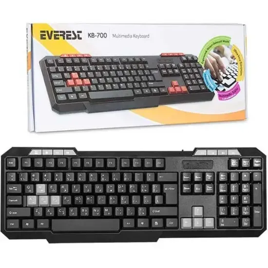 Everest KB-700 Siyah Usb US Layout Multimedia Klavye resmi