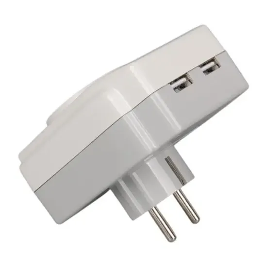 PowerMaster PM-18721 16 Amper - 3680 Watt Tekli Çocuk Korumalı 2 USB'LI 1400 Joule Akım Korumalı Priz resmi