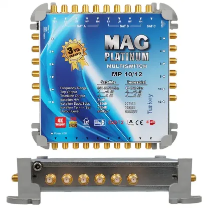 MAG Platinum MP 10/12 Multiswitch - 10 Giriş 12 Çıkışlı Merkezi Uydu Santrali Hybrid 4K ve 3D Destekli resmi