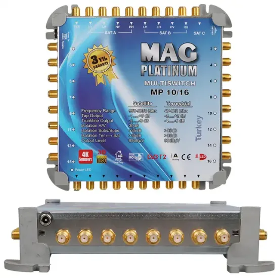 MAG Platinum MP 10/16 Multiswitch - 10 Giriş 16 Çıkışlı Merkezi Uydu Santrali Hybrid 4K ve 3D Destekli resmi