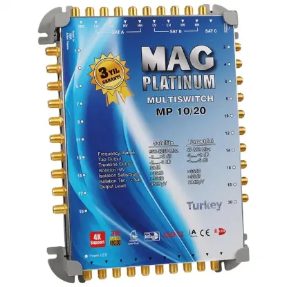 MAG Platinum MP 10/20 Multiswitch - 10 Giriş 20 Çıkışlı Merkezi Uydu Santrali Hybrid 4K ve 3D Destekli resmi