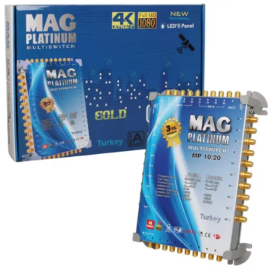 MAG Platinum MP 10/20 Multiswitch - 10 Giriş 20 Çıkışlı Merkezi Uydu Santrali Hybrid 4K ve 3D Destekli resmi
