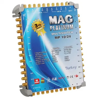 MAG Platinum MP 10/24 Multiswitch - 10 Giriş 24 Çıkışlı Merkezi Uydu Santrali Hybrid 4K ve 3D Destekli resmi