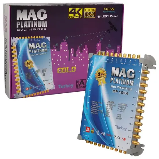 MAG Platinum MP 10/24 Multiswitch - 10 Giriş 24 Çıkışlı Merkezi Uydu Santrali Hybrid 4K ve 3D Destekli resmi