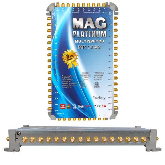 MAG Platinum MP 10/32 Multiswitch - 10 Giriş 32 Çıkışlı Merkezi Uydu Santrali Hybrid 4K ve 3D Destekli resmi