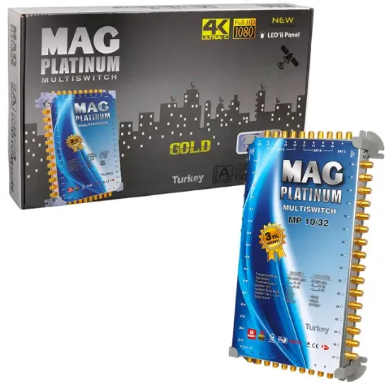 MAG Platinum MP 10/32 Multiswitch - 10 Giriş 32 Çıkışlı Merkezi Uydu Santrali Hybrid 4K ve 3D Destekli resmi