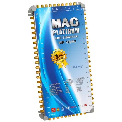 MAG Platinum MP 10/40 Multiswitch - 10 Giriş 40 Çıkışlı Merkezi Uydu Santrali Hybrid 4K ve 3D Destekli resmi