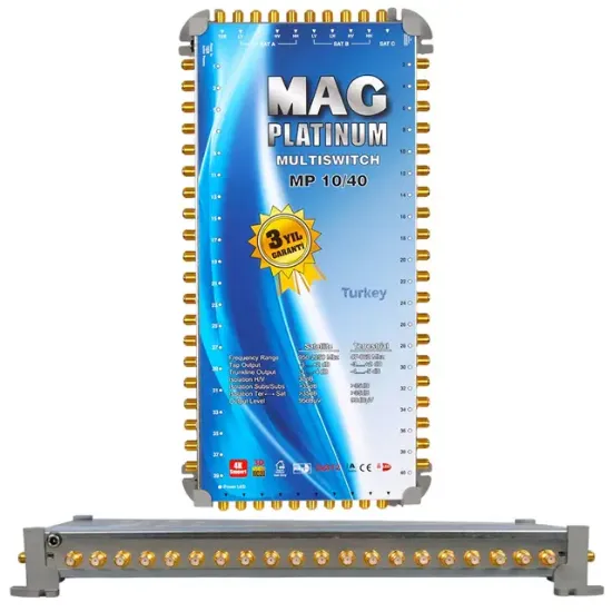 MAG Platinum MP 10/40 Multiswitch - 10 Giriş 40 Çıkışlı Merkezi Uydu Santrali Hybrid 4K ve 3D Destekli resmi