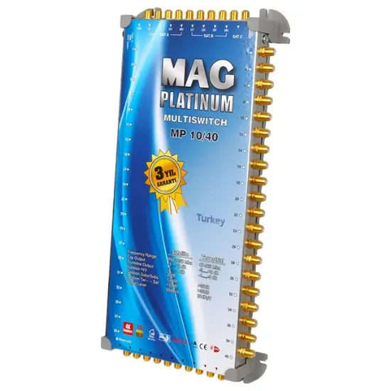 MAG Platinum MP 10/40 Multiswitch - 10 Giriş 40 Çıkışlı Merkezi Uydu Santrali Hybrid 4K ve 3D Destekli resmi
