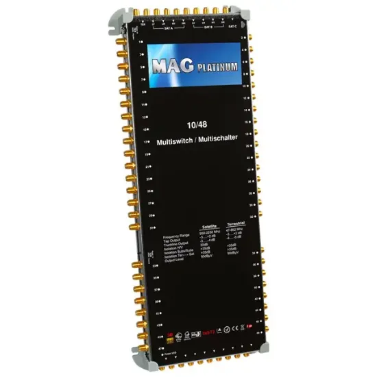 MAG Platinum MP 10/48 Multiswitch - 10 Giriş 48 Çıkışlı Merkezi Uydu Santrali Hybrid 4K ve 3D Destekli resmi