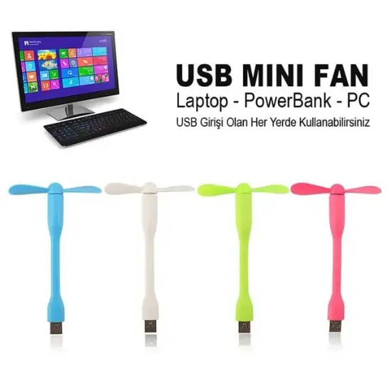 PowerMaster PM-20579 Taşınabilir Esnek USB Mini Fan Vantilatör (PowerBank - Laptop) resmi