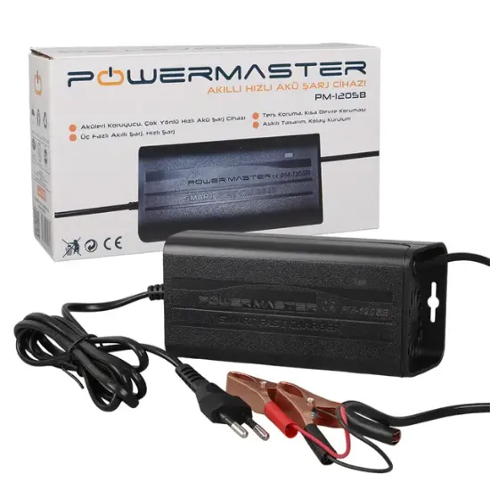 Powermaster PM-1205B 12 Volt 5 Amper Akıllı Akü Şarj Cihazı resmi