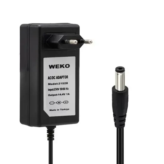 Weko 14.4 Volt - 1 Amper 5.5*2.5 Uçlu Plastik Işıklı Kasa Priz Tip Adaptör resmi