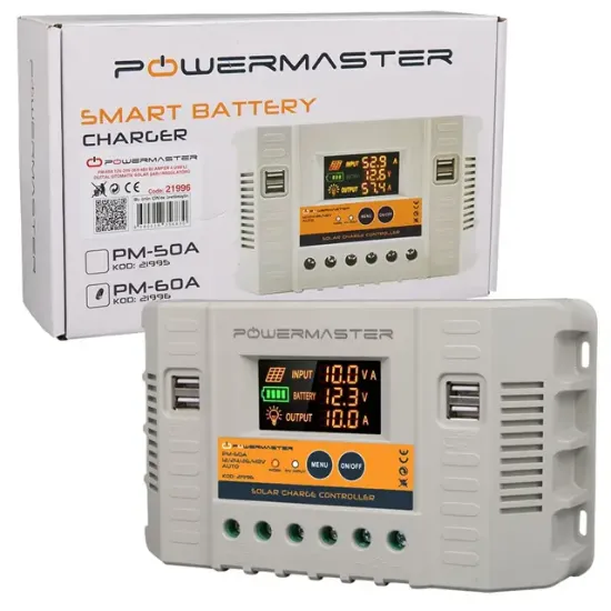 Powermaster PM-60A 12V-24V-36V-48V 60 Amper 4 USB'li Dijital Otomatik Solar Şarj Regülatörü resmi